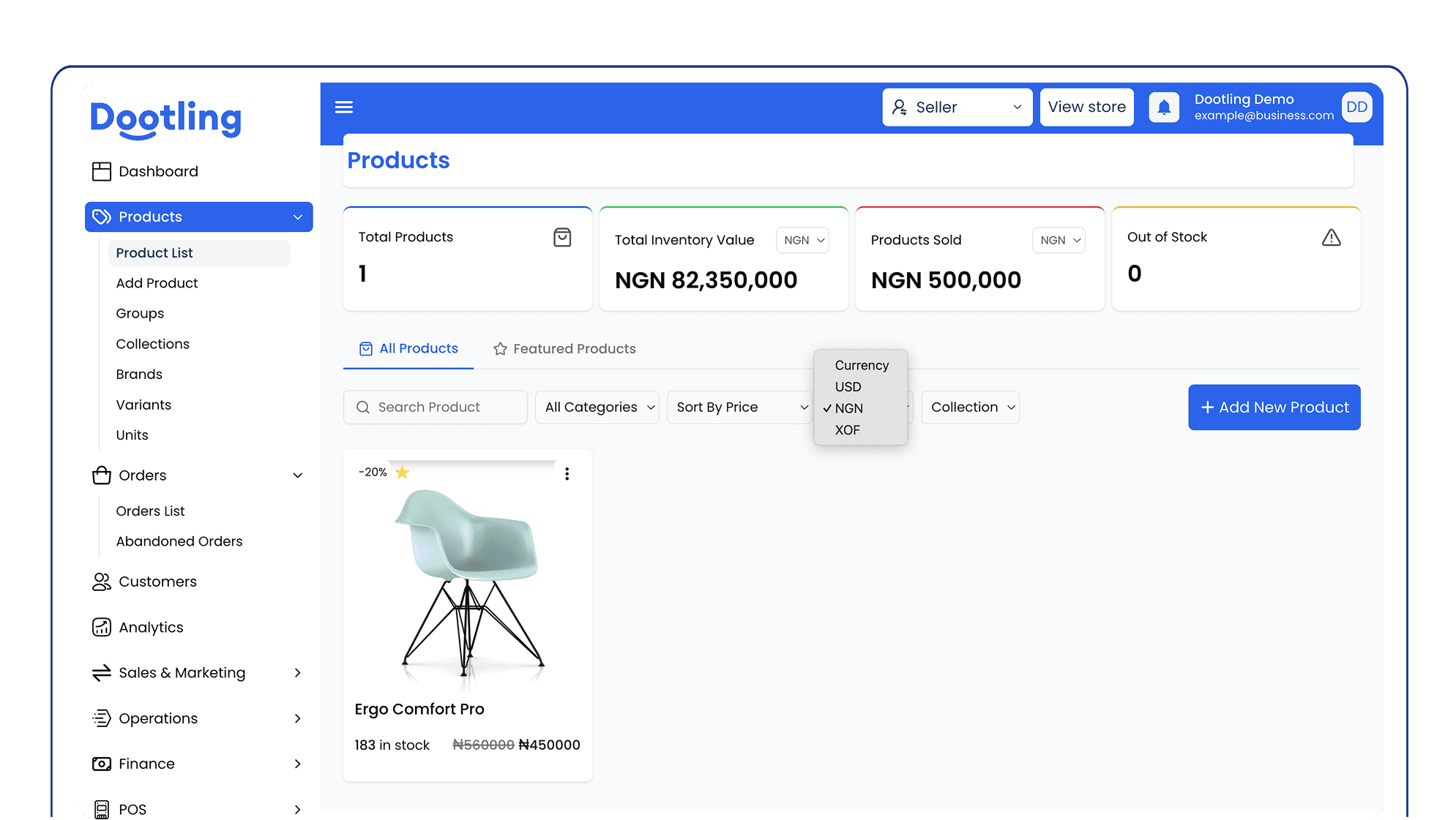 Dootling Store Dashboard